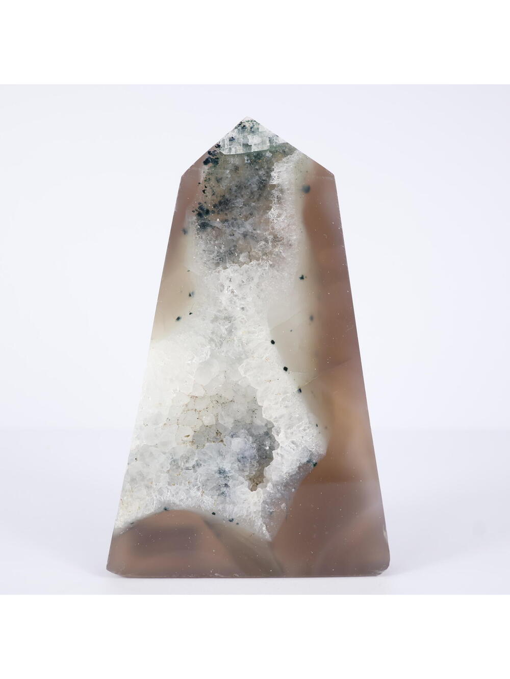 Agate Dendritic Druzy 5.25" Obelisk Tower 230g Crystal Mineral Decor 0170